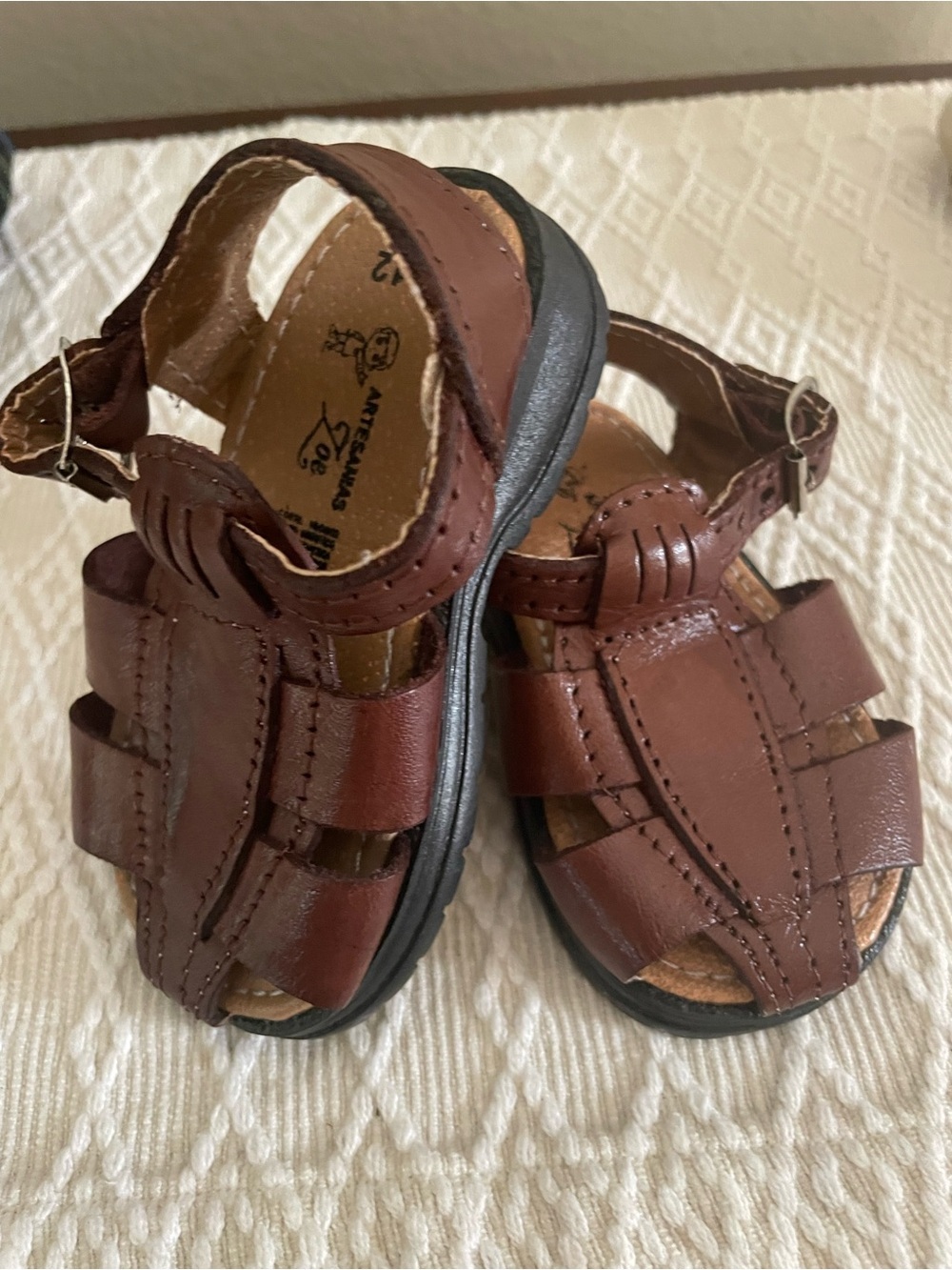 Baby Toddler Mexican Leather Huarache
Sandals Brown Handmade Size 12 New(5) - Picture 7 of 12